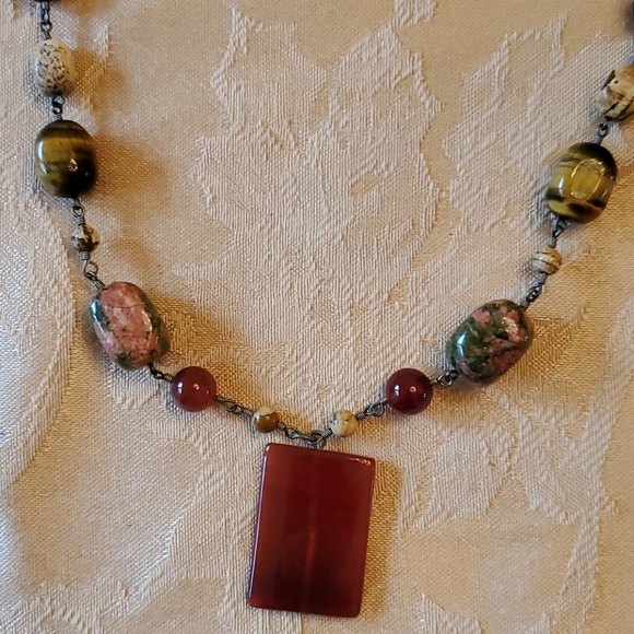 Handmade,mixed Gemstone Necklace,Toggle - Picture 3 of 10